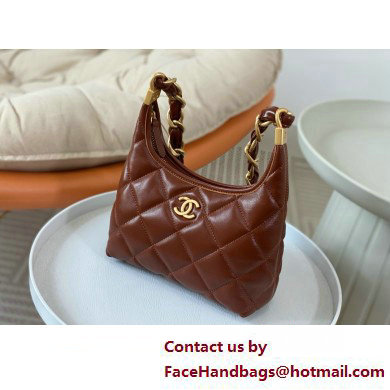 Chanel Shiny Lambskin & Gold-Tone Metal Small Hobo Bag brown AS4922 2025